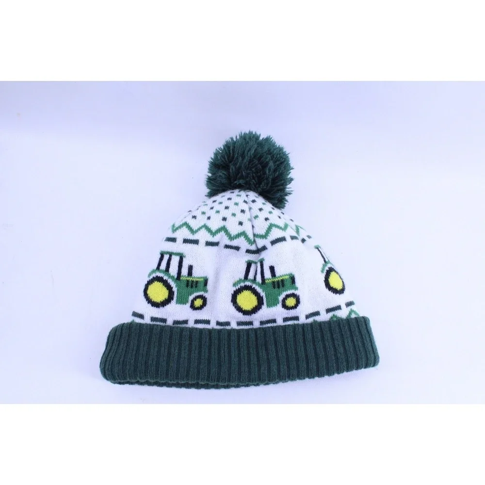 John Deere Tractor Pom Pom Sherpa Lined Beanie Winter‎ Hat  Toddler One Size